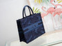 Christian Dior Blue  DIOR BOOK TOTE CAMOUFLAGE EMBROIDERED CANVAS BAG 
