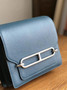 Hermes 1P Blue Colvert Evercolor Calfskin Mini Roulis Bag Palladium Hardware