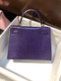 Hermes 9W Ultraviolet Lizard Kelly 28 Bag Palladium Hardware 
