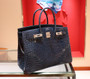 Hermes Bleu Thalassa Birkin 35 in Shiny Porosus Crocodile with Palladium hardware Hermes Bleu Thalassa Birkin 35 in Shiny Porosus Crocodile with Palladium hardware