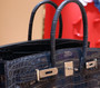 Hermes Bleu Thalassa Birkin 35 in Shiny Porosus Crocodile with Palladium hardware Hermes Bleu Thalassa Birkin 35 in Shiny Porosus Crocodile with Palladium hardware