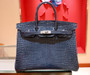 Hermes Bleu Thalassa Birkin 35 in Shiny Porosus Crocodile with Palladium hardware Hermes Bleu Thalassa Birkin 35 in Shiny Porosus Crocodile with Palladium hardware