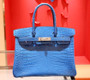 Hermes 7W Bleu Izmir  Birkin 30 in Niloticus Crocodile with Palladium hardware Hermes 7W Bleu Izmir  Birkin 30 in Niloticus Crocodile with Palladium hardware