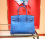 Hermes 7W Bleu Izmir  Birkin 30 in Niloticus Crocodile with Palladium hardware Hermes 7W Bleu Izmir  Birkin 30 in Niloticus Crocodile with Palladium hardware