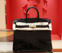 Hermes BLACK Birkin Bag 25cm Shinning Niloticus Crocodile Gold Hardware Hermes BLACK Birkin Bag 25cm Shinning Niloticus Crocodile Gold Hardware