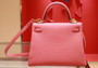 Hermes 8W ROSE AZALEE  Kelly 25 cm Epsom Gold Hardware