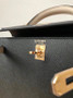 Hermes Special Order Black/ Craie Kelly 25 cm Epsom Gold Hardware Hermes Special Order Black/ Craie Kelly 25 cm Epsom Gold Hardware