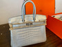 Hermes Rare Silver Birkin Bag 25cm Niloticus Crocodile Palladium Hardware Hermes Rare Silver Birkin Bag 25cm Niloticus Crocodile Palladium Hardware