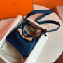 Hermes Mini Lindy 20cm Bag S4 Deep Blue Togo Leather Palladium Hardware