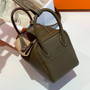 Hermes Mini Lindy 20cm Bag Etoupe Taurillon Clemence Leather Palladium Hardware
