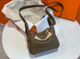 Hermes Mini Lindy 20cm Bag Etoupe Taurillon Clemence Leather Palladium Hardware