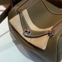 Hermes Mini Lindy 20cm Bag Etoupe Taurillon Clemence Leather Palladium Hardware