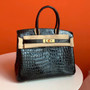 HERMES BIRKIN 30 BAG SHINY BLACK ALLIGATOR GOLD HARDWARE HERMES BIRKIN 30 BAG SHINY BLACK ALLIGATOR GOLD HARDWARE