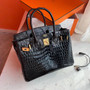 HERMES BIRKIN 30 BAG SHINY BLACK ALLIGATOR GOLD HARDWARE HERMES BIRKIN 30 BAG SHINY BLACK ALLIGATOR GOLD HARDWARE