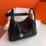 Hermes Lindy Black Taurillon Clemence Leather Palladium Hardware