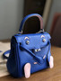 Hermes Quelle Idole Kelly Doll Bag Blue/Pink Swift Palladium Hardware