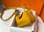 Hermes Mini Lindy 20cm Bag 9D Amber Togo Leather Palladium Hardware