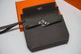  Hermes Kelly Depeches 25 Pochette Black Epsom Palladium Hardware
