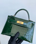 Hermes Vert Fonce Mini Kelly II 20 Alligator Gold Hardware