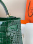 Hermes Vert Fonce Mini Kelly II 20 Alligator Gold Hardware
