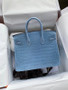 Hermes P3 Bleu Du Nord Birkin Bag 25cm Niloticus Crocodile Palladium Hardware Hermes P3 Bleu Du Nord Birkin Bag 25cm Niloticus Crocodile Palladium Hardware