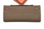HERMES KELLY CUT CLUTCH BAG ETOUPE EPSOM PALLADIUM HARDWARE