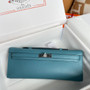 HERMES KELLY CUT CLUTCH BAG BLUE JEAN EPSOM PALLADIUM HARDWARE