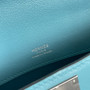 HERMES KELLY CUT CLUTCH BAG BLUE JEAN EPSOM PALLADIUM HARDWARE