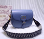 Christian Dior LARGE DIOR BOBBY BAG Blue Box Calfskin with Blue Dior Oblique Embroidered Strap
