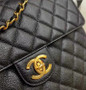 Chanel  BLACK QUILTED CAVIAR LEATHER JUMBO CLASSIC SINGLE FLAP BAG 