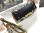 Christian Dior MEDIUM LADY DIOR BAG Black Printed Calfskin with Multicolor Dior In Lights Pearl and Thread Embroidery