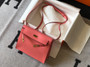 Hermes 8W Rose Azalee Kelly Danse Bag Evercolour Leather Gold Hardware