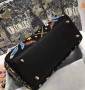CHRISTIAN DIOR Limited Edition Black Leather Air Embroidered and Beaded Medium Lady Dior Bag