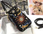 CHRISTIAN DIOR Limited Edition Black Leather Air Embroidered and Beaded Medium Lady Dior Bag