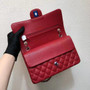 CHANEL Red Caviar Leather Classic Double Flap 2.55 Shoulder Bag Silver HW