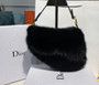 Christian Dior Saddle Handbag Fur Medium Black 