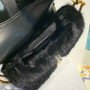 Christian Dior Saddle Handbag Fur Medium Black 
