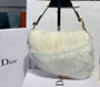 Christian Dior Saddle Handbag Fur Medium White