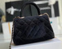 Chanel Mini Velvet Flap Bag with Top Handle and Diamond hardware 