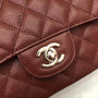 CHANEL Bordeaux Caviar Leather Classic Double Flap 2.55 Shoulder Bag Silver HW 2021