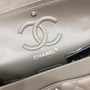 CHANEL Khaki Caviar Leather Classic Double Flap 2.55 Shoulder Bag Silver HW 2021