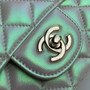 CHANEL Iridescent White Quilted Caviar Medium Double Flap Bag Cruise 2020