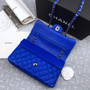 CHANEL 1112 Classic Flap Bag  Blue Deerskin Medium Silver HW