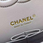 CHANEL  Gris Tourterelle Lambskin Leather Classic Double Flap 2.55 Shoulder Bag With Gold Hardware