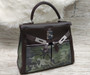  Hermes LIMITED EDITION BROWN SWIFT LEATHER & TOILE CAMOUFLAGE LAKIS KELLY 28 WITH PALLADIUM HARDWARE 