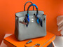 Hermes 8U Blue Glacier Birkin 25cm Togo Palladium Hardware