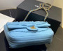 Chanel Coco Flap Bag Fringe Chevron Denim Small Light Blue 
