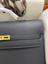  Hermes Kelly Depeche 38 Briefcase in Black with Gold Hardware 