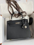 HERMES KELLY 28 SELLIER BLACK  EPSOM PALLADIUM HARDWARE HERMES KELLY 28 SELLIER BLACK  EPSOM PALLADIUM HARDWARE