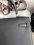 HERMES KELLY 28 SELLIER BLACK  EPSOM PALLADIUM HARDWARE HERMES KELLY 28 SELLIER BLACK  EPSOM PALLADIUM HARDWARE